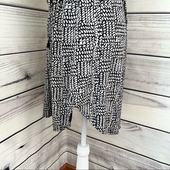 LUCKY Brand Linen Black & Beige Patterned Tassel Drawstring A-Line Dress - Picture 5 of 10